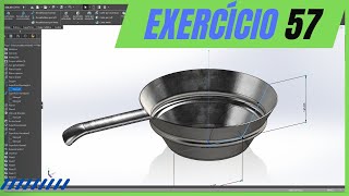 PANELA NO SOLIDWORKS  MODELAGEM 3D COM SUPERFÍCIES  EXERCÍCIO 57 [upl. by Alyak]