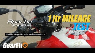 TVS Apache RTR 160 4V 1Ltr Mileage Test  GearFliQ [upl. by Htebazila]