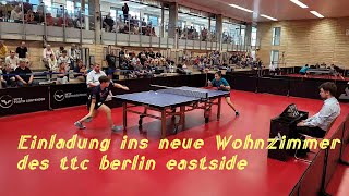 Pulsierende Tischtennis Action  neue GT Halle  2 Playoff HF ttc berlin eastside  TSV Dachau 65 [upl. by Kcirdnek]