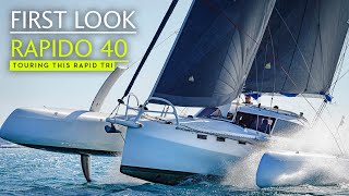 Cfoils on a fast cruising carbon trimaran This looks rapid  Rapido 40 tour  Yachting World [upl. by Annawal]