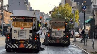 NYC sanitation department street sweeper afternoon New York City Brooklyn location marathon 2023 [upl. by Eseerahs]