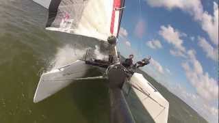 Pushing the Wildcat catamaran sailing F18 Hellecat [upl. by O'Reilly]