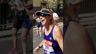 Kathrine Switzer in action Virgin Money London Marathon 2018 [upl. by Ergener368]