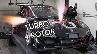 Turbo 4 Rotor RX7 SCREAMS on the Dyno  Mazzei Formula [upl. by Fang]