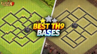 NEW TH9 Base Link  BEST Town Hall 9 TrophyWarHybridFarming Base  Clash Of Clans [upl. by Anayrb]