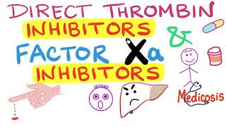 Direct Thrombin Inhibitors and Factor Xa Inhibitors DOACs  Pharmacology  Hematology [upl. by Mann316]