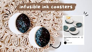 INFUSIBLE INK COASTERS WITH CRICUT DIY moon coasters  West Elm Inspired DIY [upl. by Collar467]