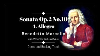 4 Allegro  Sonata in A minor Op2 No10  Benedetto Marcello  Alto Recorder Demo and BackTrack [upl. by Saito448]