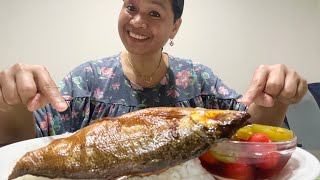 Tinapang bangus  Smoke Fish   tomato  rice FILIPINO MUKBANG [upl. by Llirret]