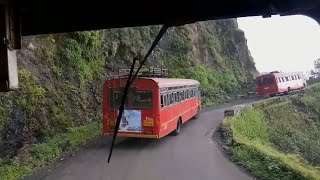 MSRTC BUS CHASING MSRTC BUSES IN AMBENALI GHAT  MSRTC BUS CABIN RIDE  MAHABALESHWAR  KONKAN [upl. by Llibyc505]