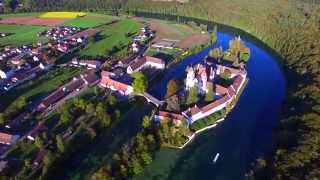 I fly with my drone over Rheinau in Switzerland [upl. by Barkley]