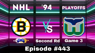 NHL 94 Gameplay — Bruins vs Whalers  Episode 443 [upl. by Nasho]