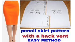 How to draft a bandless pencil skirt pattern with a back vent detailed [upl. by Alderson]