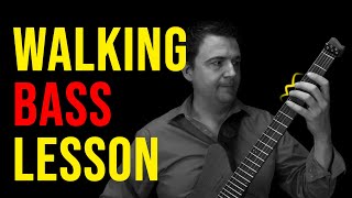 Learn The Essentials In Playing A Walking Bass Line For Jazz Guitar [upl. by Hentrich590]