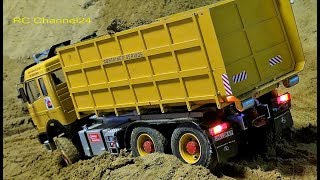 STUNNING RC TRUCKS EXCAVATOR AND MORE ON A CONSTRUCTION SITE BIG RC GLASHAUS FUN [upl. by Llemej]