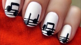 Easy Music Nails  CutePolish  Disney Style [upl. by Airdnahs256]