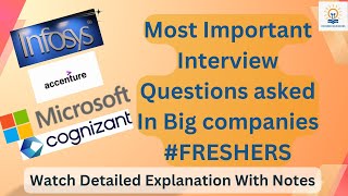 Most Important Interview Questions Asked in Big MNCs infosys freshersjobs interviewquestions [upl. by Awra792]