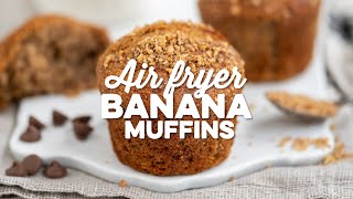 Air Fryer Banana Muffins  Super soft  Supergolden Bakes [upl. by Nivrehs]