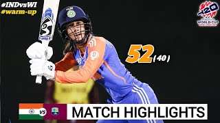 India vs West Indies 4th Warmup Match Highlights  ICC Women T20 World Cup  IND vs WI Highlights [upl. by Lyudmila569]