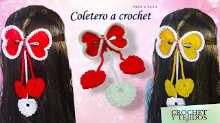 HERMOSOS ganchos coquette para el cabello paso a paso  coletero tejido a crochet [upl. by Araed]