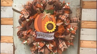 Fall wreath tutorial Easy Easy one too [upl. by Anikat39]