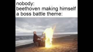 Beethoven virus Burning piano meme Beethoven boss battle meme original [upl. by Ondrej514]