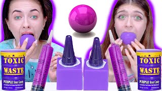 ASMR Purple Food Mukbang Eating Only One Color Food Race [upl. by Ardnasella]