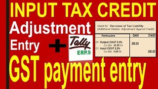 ITCInput Tax Credit amp Payment of GST in Tally ERP 9  GST Adjustment Entry in Tally [upl. by Nerrak617]