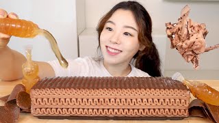 ASMR Ice Cream Cake Mukbang 홈플러스 초코 아이스크림 케이크 amp 편의점 꿀젤리 디저트 먹방 🍰 Honey Jelly Chocolate CVS Dessert [upl. by Duquette]