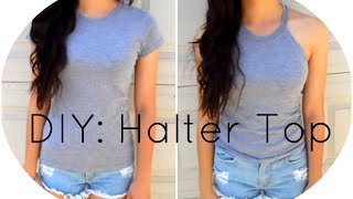 DIY HALTER TOP TSHIRT [upl. by Ynnattirb]