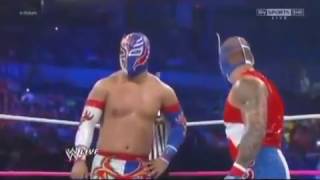 Rey Mysterio and Sin Cara vs Primo and Epico рестлинг 2016 [upl. by Olfe839]