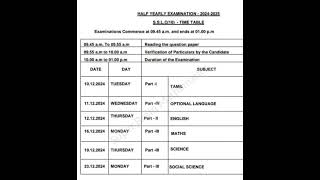 10th standard half yearly exam time table 2024 Announcement date22112024 super Brain Maths [upl. by Nosreffej61]