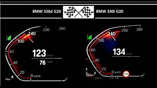 BMW 320d G20 VS BMW 330i G20  Acceleration 0100kmh [upl. by Leiruh641]