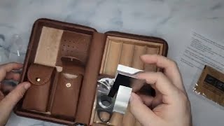 Portable Cigar Humidor Hold 4 Cigars Handmade Spanish Cedar Wood Cigar Box Cigar Travel Case Review [upl. by Tdnarb]