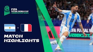 HIGHLIGHTS Argentina v France  FIFA Futsal World Cup Uzbekistan 2024 [upl. by Renelle]