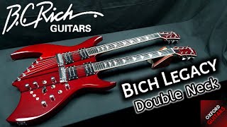 BC Rich Bich Legacy Double Neck 2012 Trans Red Bare Knucle Made in Korea guitar close up video [upl. by Anauqal]