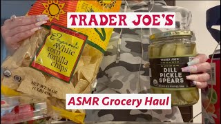 ASMR Gum Chewing Trader Joes Grocery Haul  Whispered [upl. by Erdnaid]