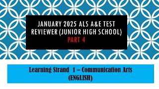 Video 229 ALS Reviewer for January 2025 AampE LS 1 English Part 4 [upl. by Ahsinelg]