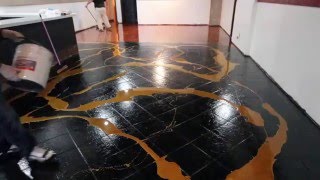 DESIGNER METALLIC EPOXY INSTALLATION ON CERAMIC TILE [upl. by Rehtse]