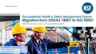 Webinar Migrating from OHSAS 18001 to ISO 45001 Occupational Health amp Safety Management Systems [upl. by Onairelav]