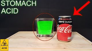 EXPERIMENT STOMACH ACID vs COCA COLA ZERO [upl. by Lira832]