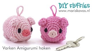 Varken Amigurumi knuffel sleutelhanger haken voor beginners  Nederlands [upl. by Yeh851]