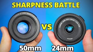 Canon 50mm f18 vs Canon 24mm f28  Sharpness Test no4 [upl. by Eanat]