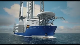 Wind Turbine Installation Vessel BLUE AMBER [upl. by Deckert]