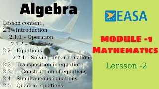 Algebra  Mathematics  Lesson 2 EASA part 66 Module 1  Aircraft Maintenance engineering [upl. by Leod]