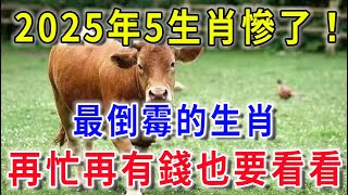 2025這5個生肖太慘了！最倒霉的5個生肖，這5個生肖要小心了！再忙再有錢也要看看！花好月圓人生感悟 風水 生肖 正能量 佛教 流量 手寫 佛語禪心 [upl. by Kcirederf681]