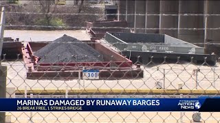 Pittsburgh marinas damaged by runaway barges on Ohio River [upl. by Dolli]