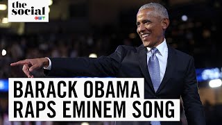 Barack Obama Raps Eminem Song at Kamala Harris Event  The Social [upl. by Galven]