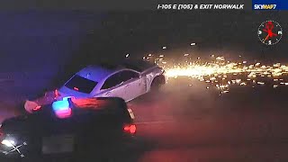 2hour police chase ends in shower of sparks PIT maneuver on SoCal freeway [upl. by Andaira]