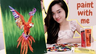 sub Paint With Me A Colourful Parrot  Acrylic painting Tips Malaysia [upl. by Yraunaj]